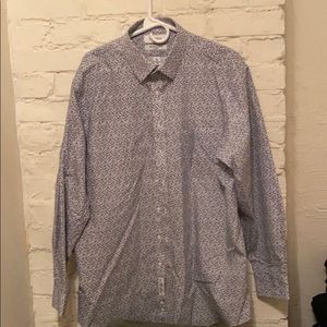Blue and white Cremieux flower pattern shirt